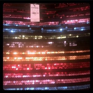 Express black sequin mini skirt